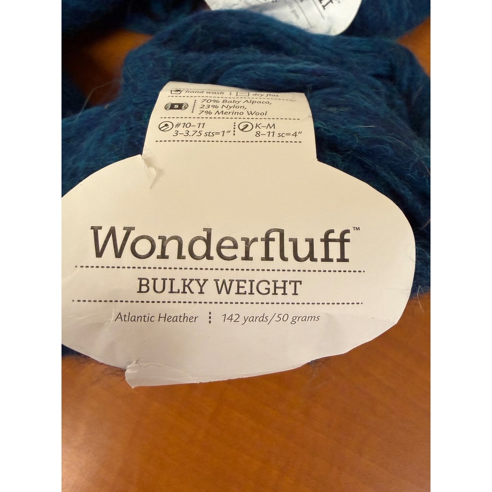 Knit Picks Wonderfluff Bulky Yarn Atlantic Heather Alpaca Wool 3 Skeins 27193
